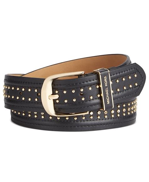 michael kors womens black studded leather belt|Michael Kors leather belts women's.